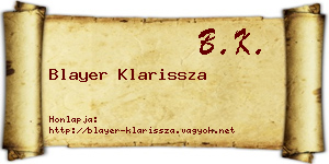 Blayer Klarissza névjegykártya